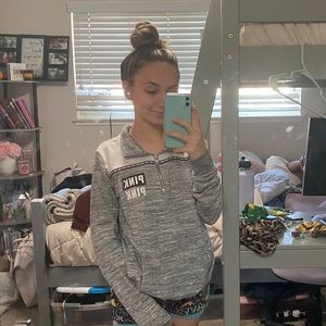 pink quarter zip sweater